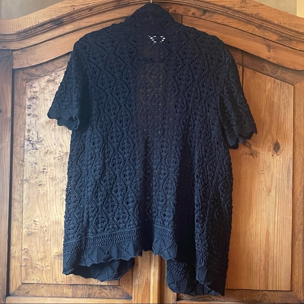 JM Collection short sleeve knit cardigan M - Picture 2 of 3